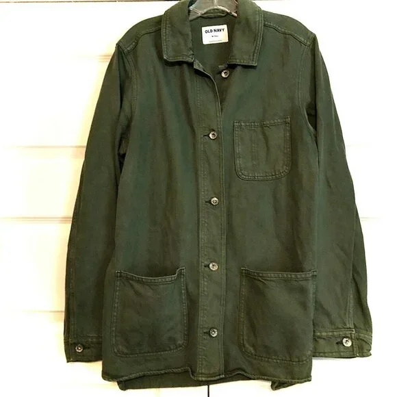 OLD NAVY Relaxed-fit Workwear Utility Jacket Shacket Forest Shade M - Picture 3 of 7